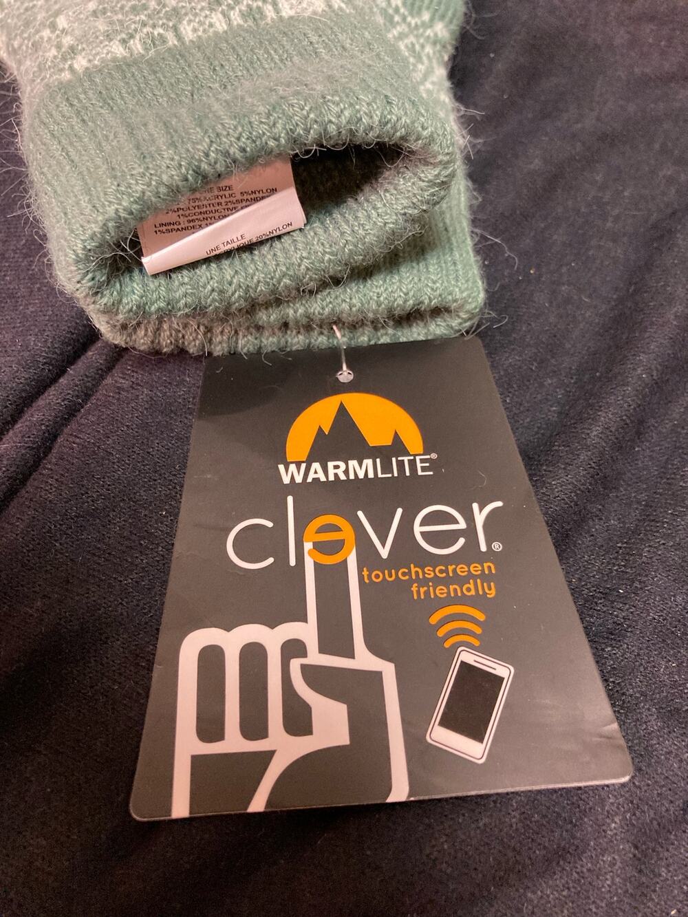 WarmLite Clever Touchscreen Friendly Knit Gloves Women One Size Sage Green NWT